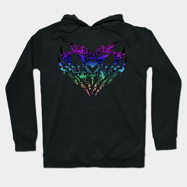 Trippy Tribal Heart Mandala Hoodie by Adamhass